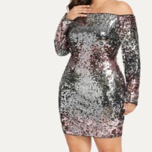 Shein 3XL off shoulder SEQUIN dress